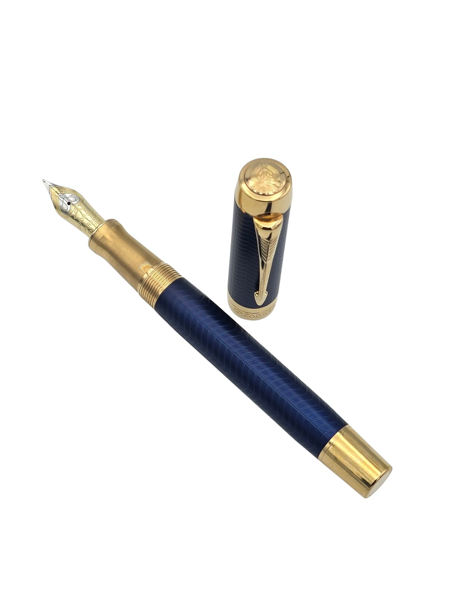 Parker Duofold Prestige Blue Chevron - 18k Medium - Pre-Owned