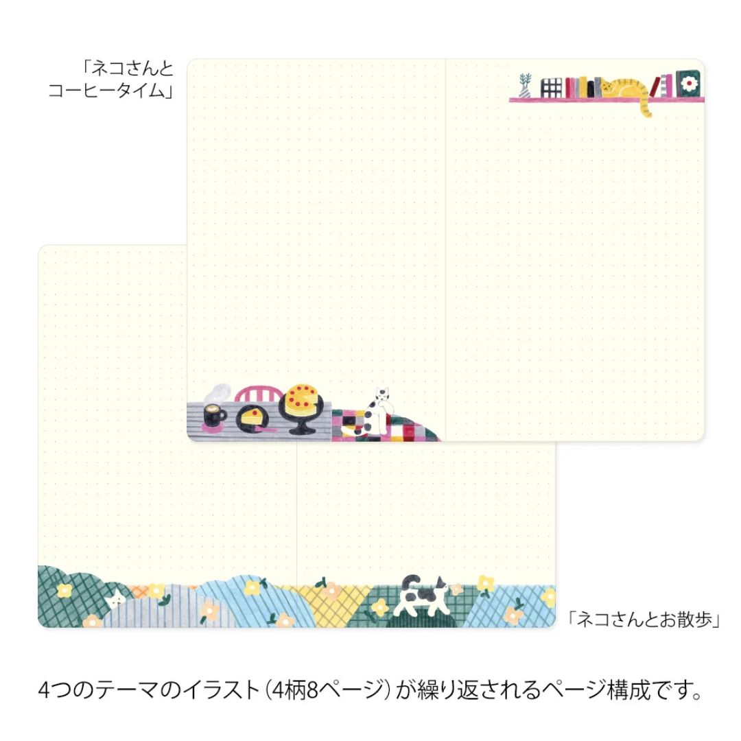 Midori Yuru Log Notebook - B6 - 5 mm Dot - Cats