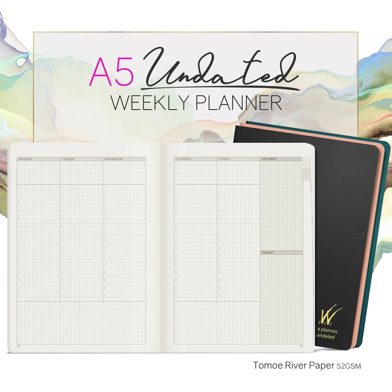 Wonderland222 - A5 Undated Weekly Planner Stacked Weekends 2022 Edition