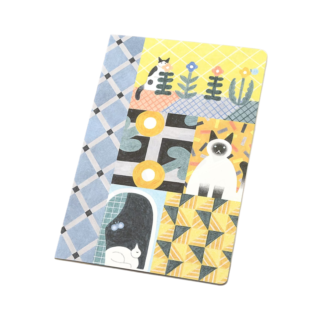 Midori Yuru Log Notebook - B6 - 5 mm Dotted - Cats