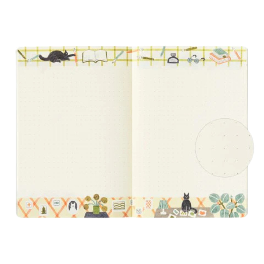 Midori Yuru Log Notebook - B6 - 5 mm Dotted - Cats