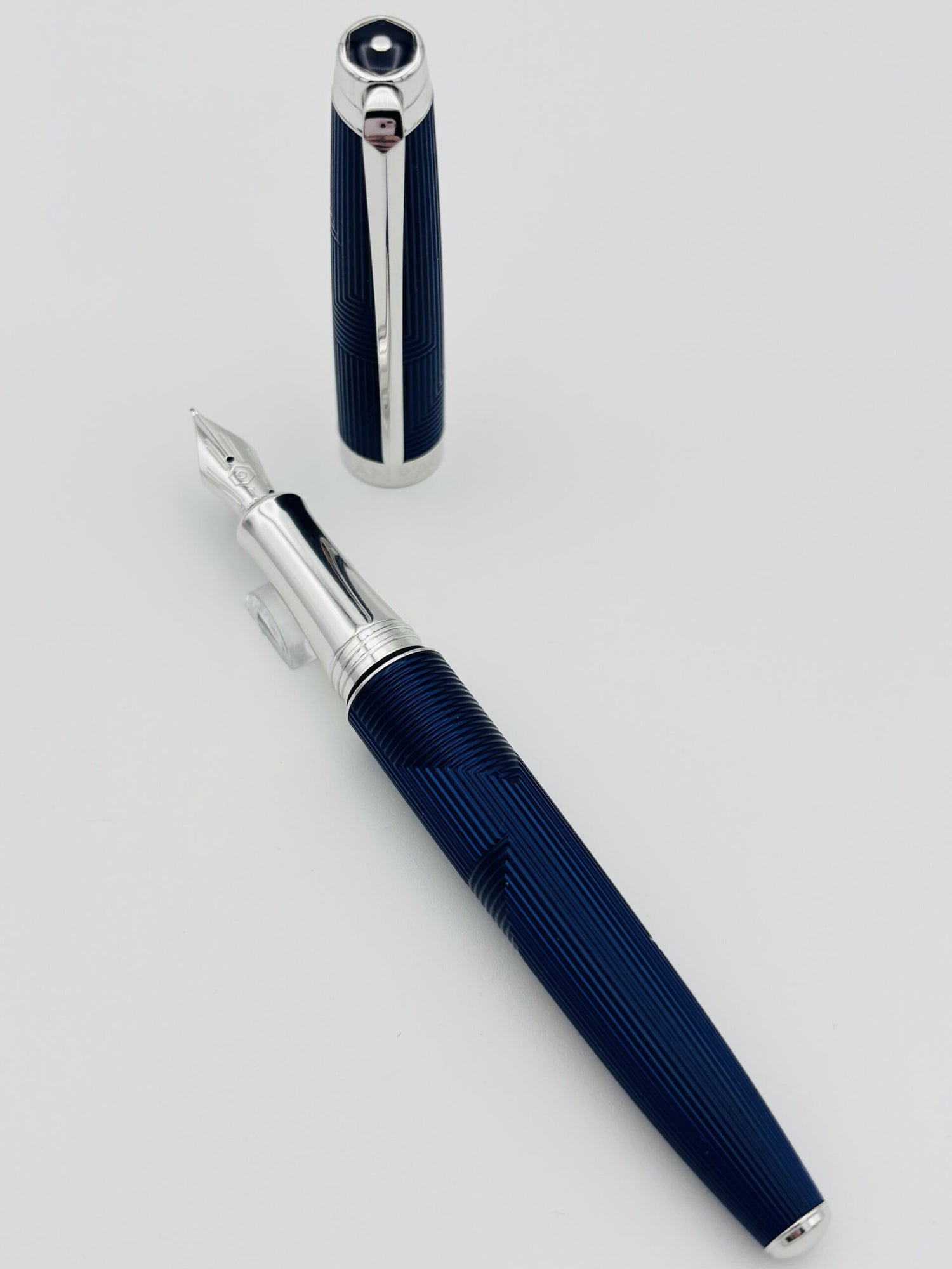 Caran d'Ache Léman Bleu Marlin - 18C Medium Nib Reduced to Fine - Pre-Owned